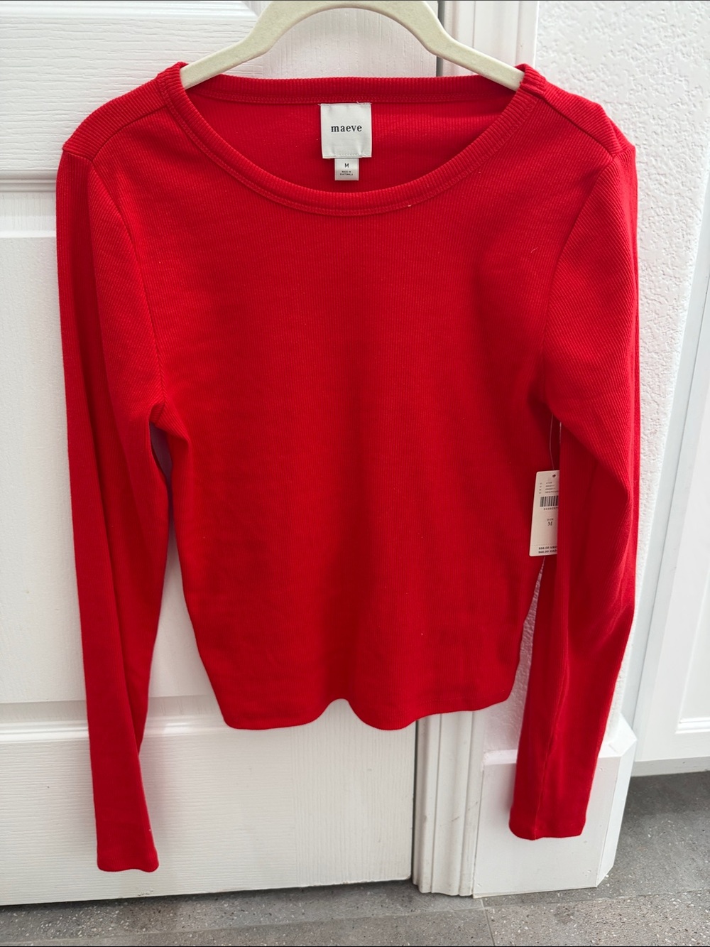 Maeve Red Ribbed Long Sleeve